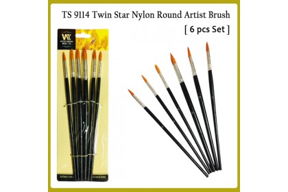 TS 9114 Twin Star Nylon Round Artist Brush (6pcs)
